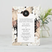 Black Pampas en Roos Gold Foil Wedding Kaart (Staand voorkant)