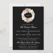 Black Pampas Floral Monogram Wreatestellen Shower Kaart (Voorkant)