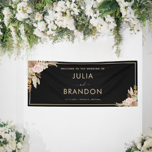 Black Pampas Grass Dried Palm Leaf Floral Wedding Spandoek