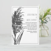 Black Pampas Grass op White Wedding Kaart (Staand voorkant)