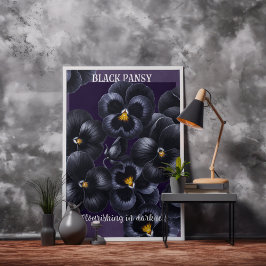 Black Pansy Dark Flowers Affirmatie Poster