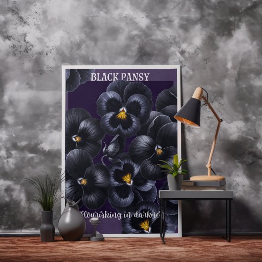 Black Pansy Dark Flowers Affirmatie Poster