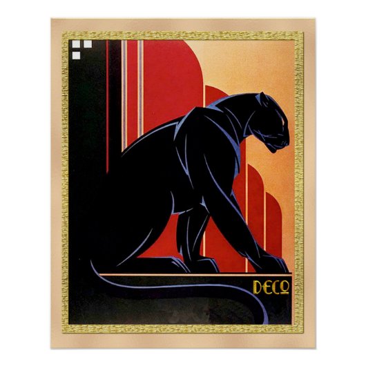 Black Panther Art Deco Poster (Voorkant)