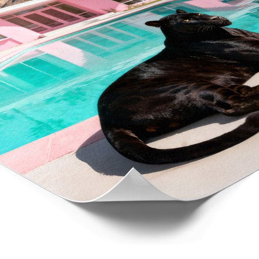 Black Panther bij het zwembad - Mid Century Modern Poster (Hoek)