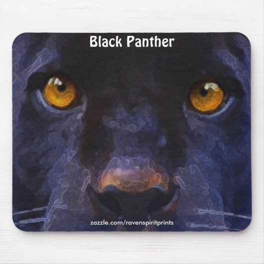 Black Panther (Black Jaguar) Gezicht Art Mousepad Muismat (Voorkant)