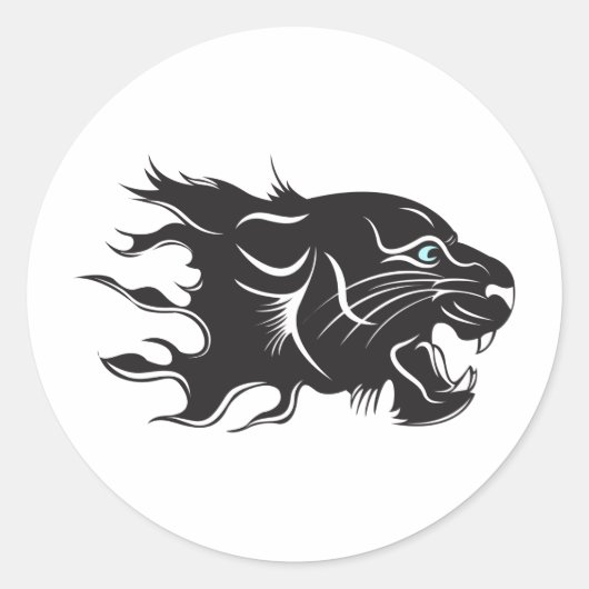 Black Panther Blue Eyes Ronde Sticker (Voorkant)
