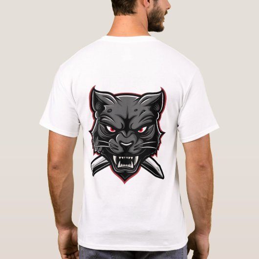 Black Panther Dagger Roos Tattoo Retro T-shirt (Achterkant)