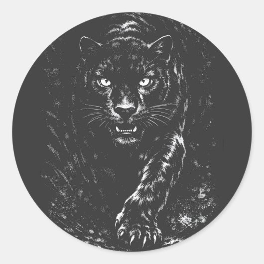 Black Panther — door BurnsInHell Ronde Sticker (Voorkant)