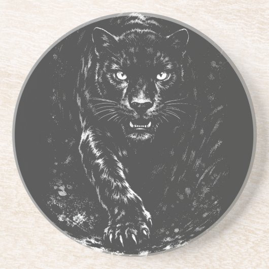 Black Panther — door BurnsInHell Zandsteen Onderzetter (Voorkant)