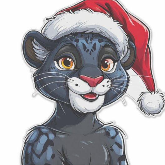 Black Panther draagt Pet Sticker (Voorkant)