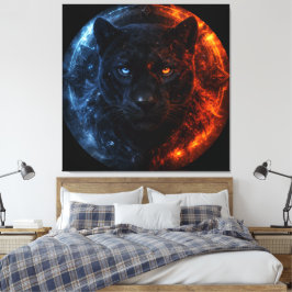 Black Panther – Fire & Ice | Mystical Animal Fanta Canvas Afdruk