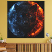 Black Panther – Fire & Ice | Mystical Animal Fanta Canvas Afdruk (Insitu (Woonkamer))