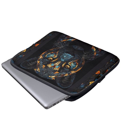 Black Panther Glas in lood Mozaïek Laptop Sleeve (Voorkant onderkant)