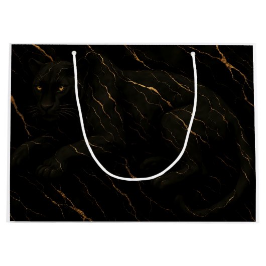 Black Panther Gold Marble Art Groot Cadeauzakje (Voorkant)
