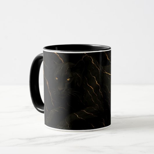 Black Panther Gold Marble Art Mok (Voorkant links)