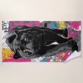 Black Panther Graffiti Pop Art Strandlaken (Voorkant)