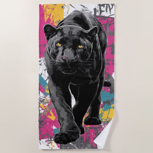 Black Panther Graffiti Pop Art Strandlaken (Voorkant)