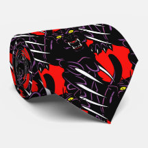 Black Panther Head Claws Sports Football Necktie