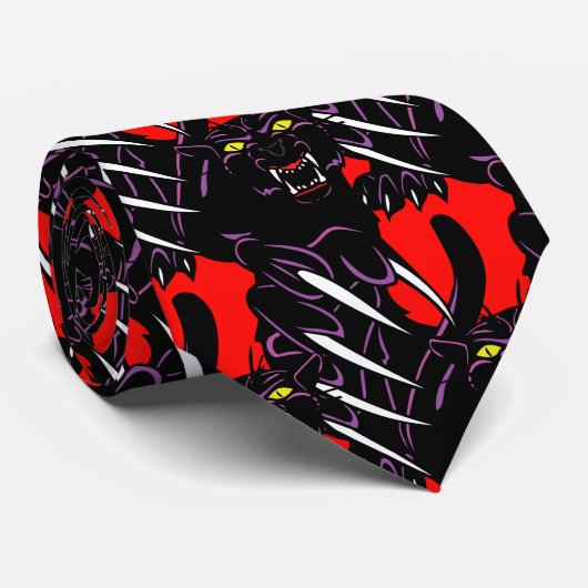 Black Panther Head Claws Sports Football Necktie Stropdas (Opgerold)