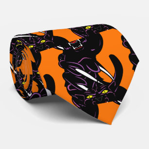 Black Panther Hoofd Klauwen Sport Football Necktie Stropdas