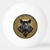 Black Panther icoon met gouden geometrische achter Pingpongbal (Voorkant)