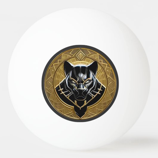 Black Panther icoon met gouden geometrische achter Pingpongbal (Voorkant)