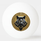 Black Panther icoon met gouden geometrische achter Pingpongbal (Achterkant)