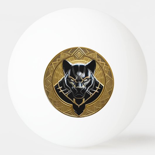 Black Panther icoon met gouden geometrische achter Pingpongbal (Achterkant)