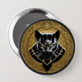 Black Panther icoon met gouden geometrische achter Ronde Button 4,0 Cm (Voorkant /achterkant)