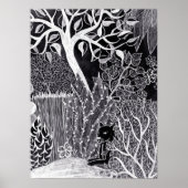 Black panther in the jungle - pencil drawing poster (Voorkant)