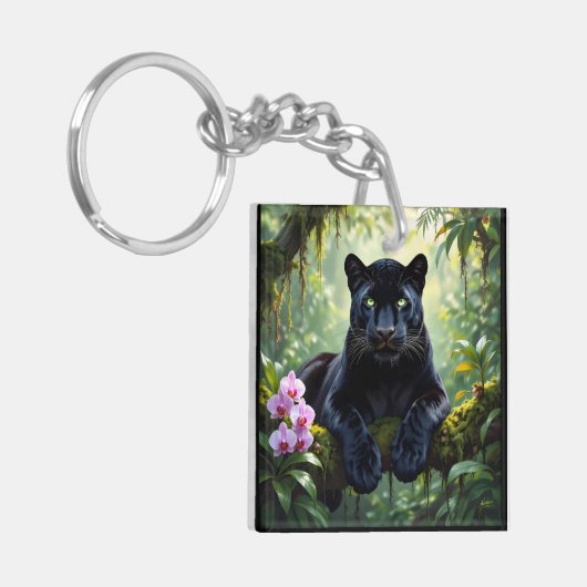 Black Panther in the Jungle Sleutelhanger (Voorkant Links)