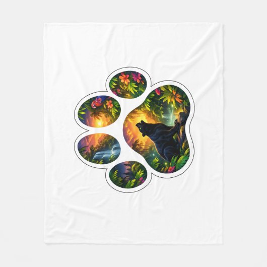 Black Panther Jungle Paw Design Fleece Deken (Voorkant)