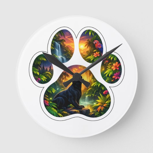 Black Panther Jungle Paw Design Ronde Klok (Voorkant)