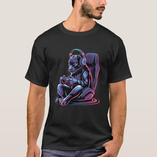 Black Panther-koptelefoon videogame-controller Bla T-shirt (Voorkant)