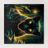 Black panther magische bos natuur mysterie abstrac legpuzzel (Horizontaal)