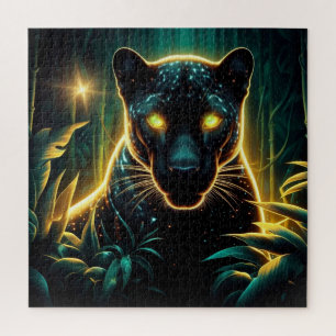 Black panther magische bos natuur mysterie abstrac legpuzzel