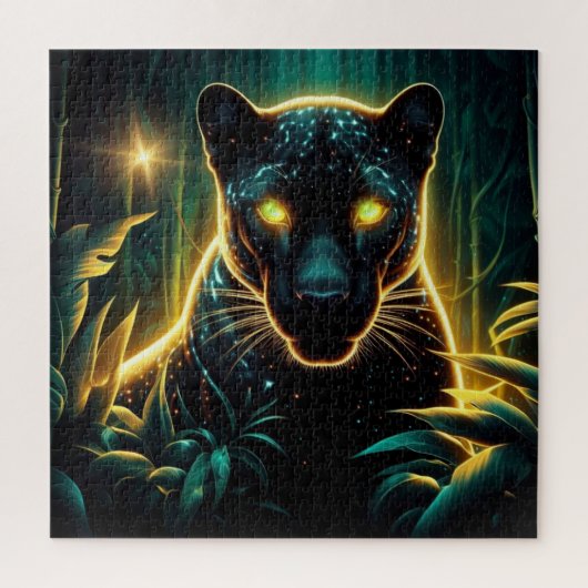 Black panther magische bos natuur mysterie abstrac legpuzzel (Verticaal)