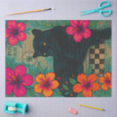 Black Panther met Hibiscus – Tropisch Gotisch Tissuepapier (Craft)