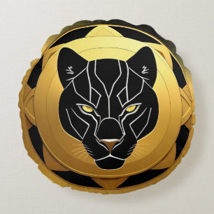 Black Panther met metalen details Rond Kussen