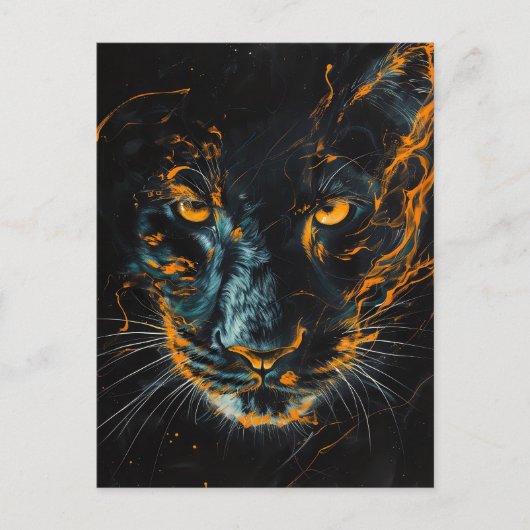 Black Panther met Oranje lichtsporen Briefkaart (Voorkant)