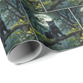 Black Panther op een maanverlichte boomtak Cadeaupapier (Rol Hoek)