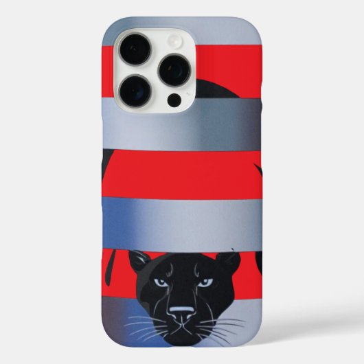 Black Panther Peeking Through Stripes – Sleek Mini Case-Mate iPhone Case (Achterkant)