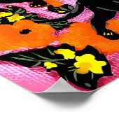 Black Panther Pop Art Print Maximalist Roze Bloem (Hoek)