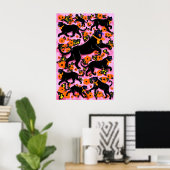 Black Panther Pop Art Print Maximalist Roze Bloem (Thuiskantoor)
