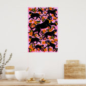 Black Panther Pop Art Print Maximalist Roze Bloem (Keuken)