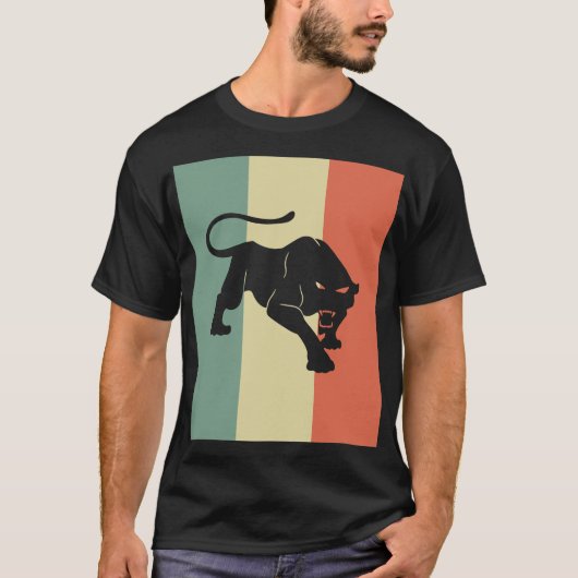 Black Panther Silhouette Shirt Retro  klasse (Voorkant)
