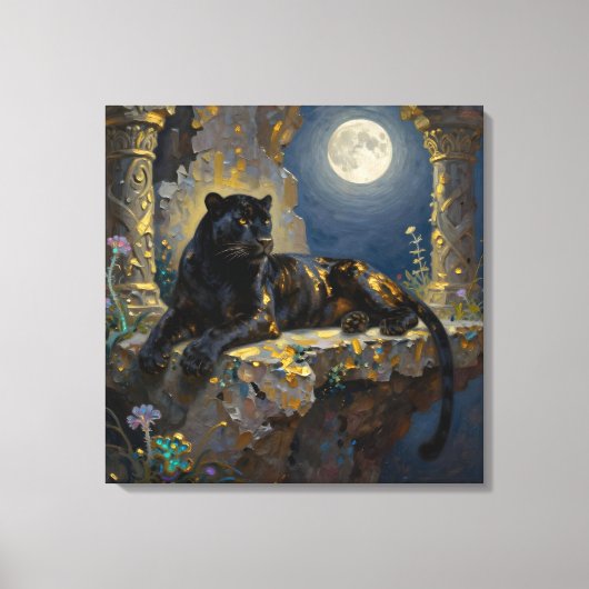 Black Panther under the Full Moon  Canvas Afdruk (Voorkant)