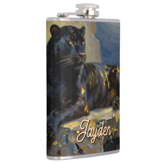 Black Panther under the Full Moon Personalized Heupfles (Rechts)