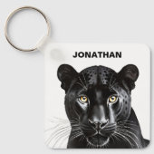 Black Panther Wild Animal Gepersonaliseerde naam Sleutelhanger (Voorkant)