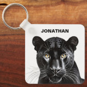 Black Panther Wild Animal Gepersonaliseerde naam Sleutelhanger (Voorkant)